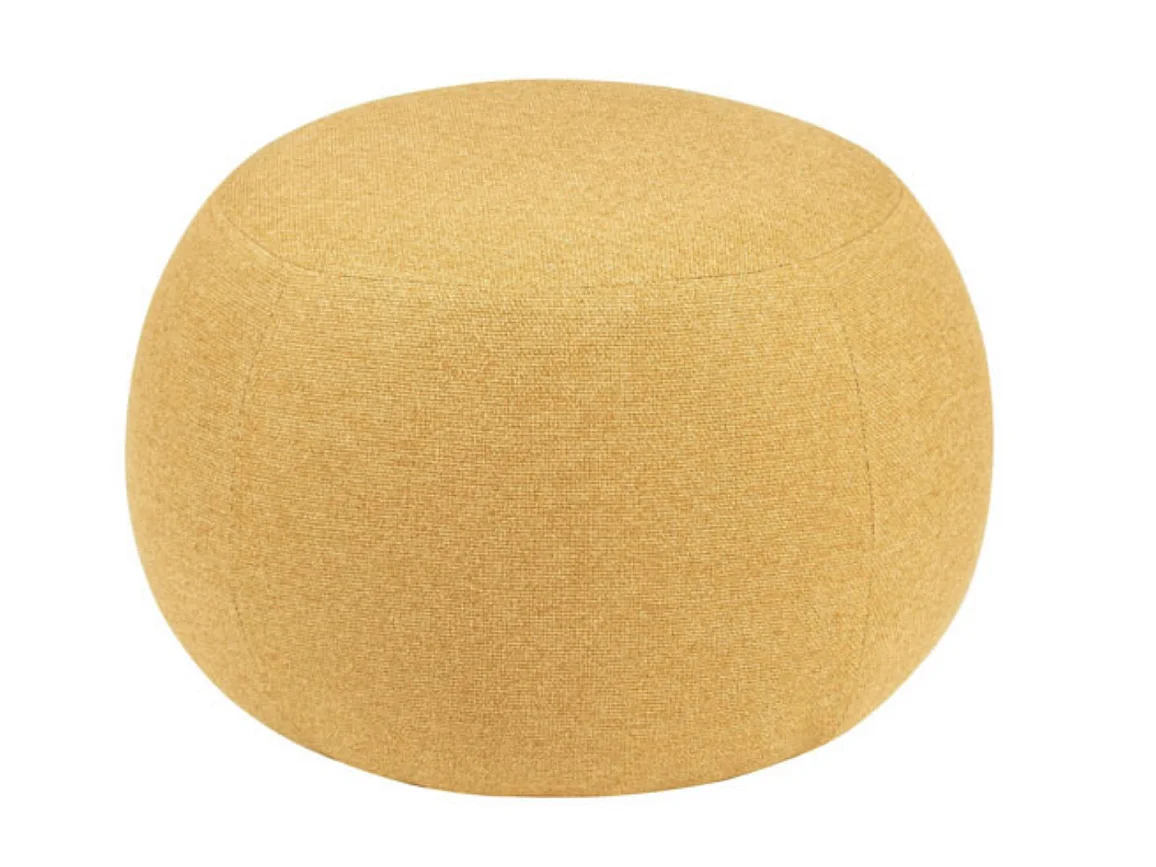 Pouf rond en tissu Parko-Couleur Jaune curry