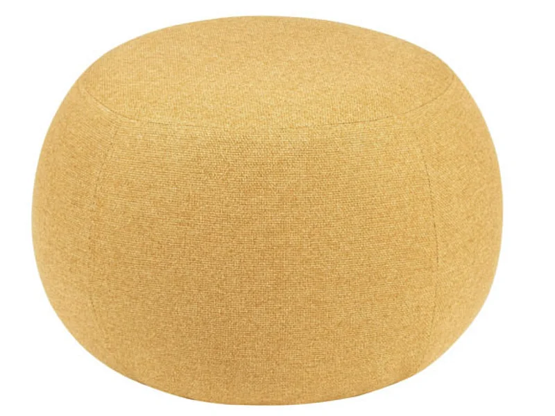 Pouf rond en tissu Parko-Couleur Jaune curry