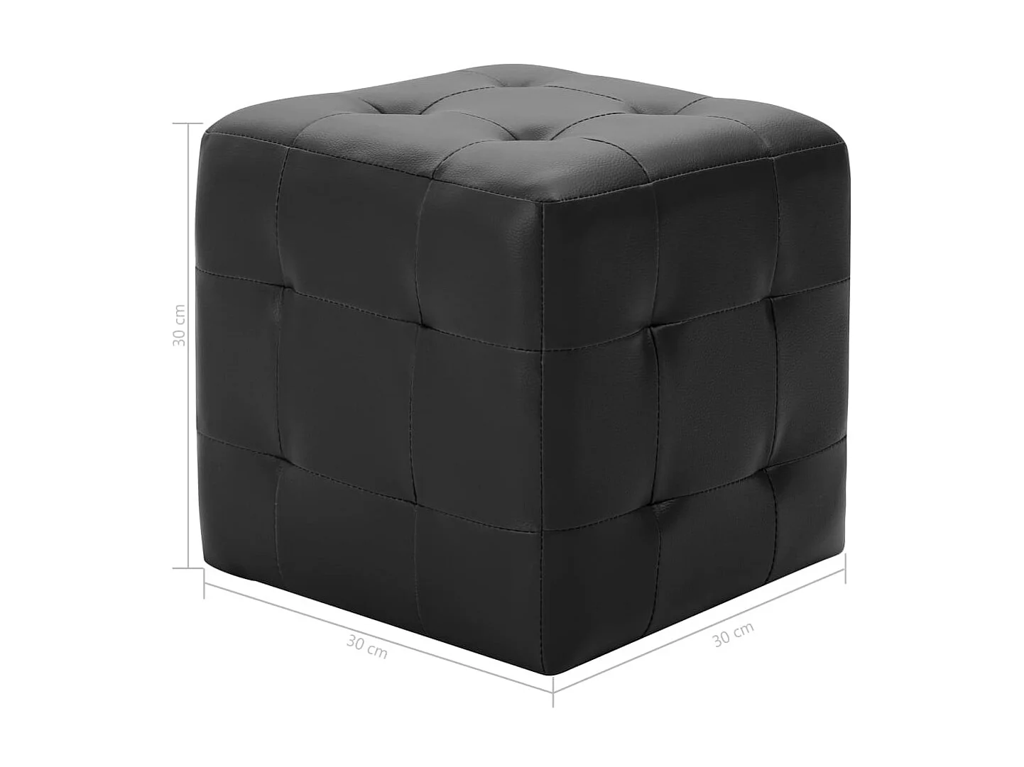Poufs 2 pcs Noir 30 x 30x30 Similicuir
