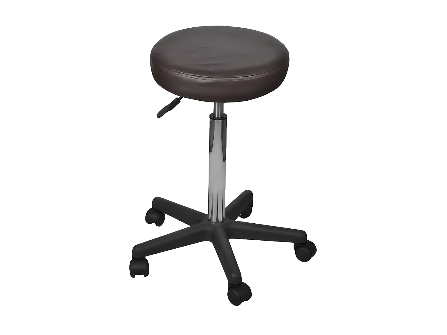 Tabouret bas à roulettes réglable simili cuir marron Tawen - Lot de 2