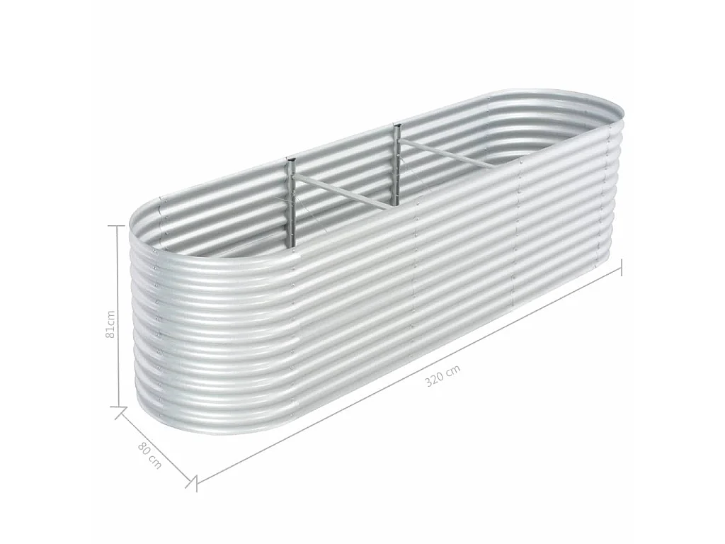 Jardinière 320x80x81 Acier galvanisé Argenté