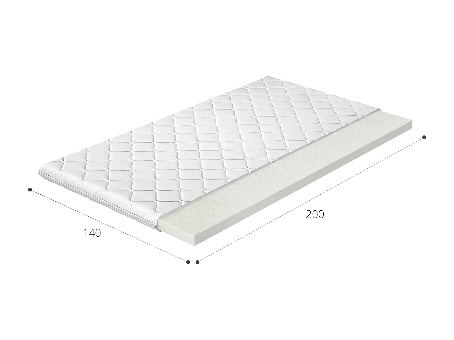 Surmatelas en mousse hypoallergénique Konfa - 4cm - 7 tailles-200x200