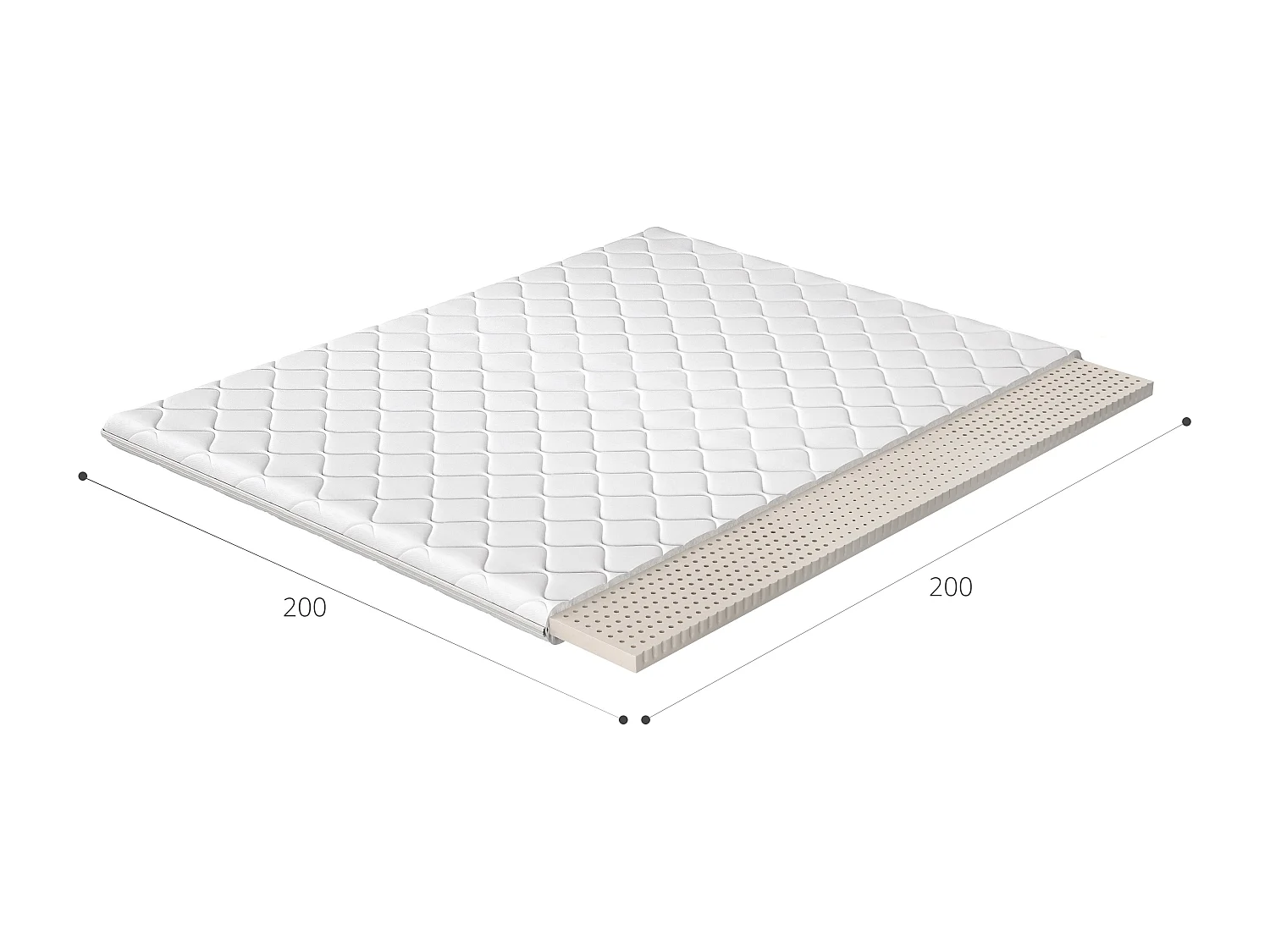 Surmatelas en latex naturel Luxia - 4cm - 7 tailles-160x200