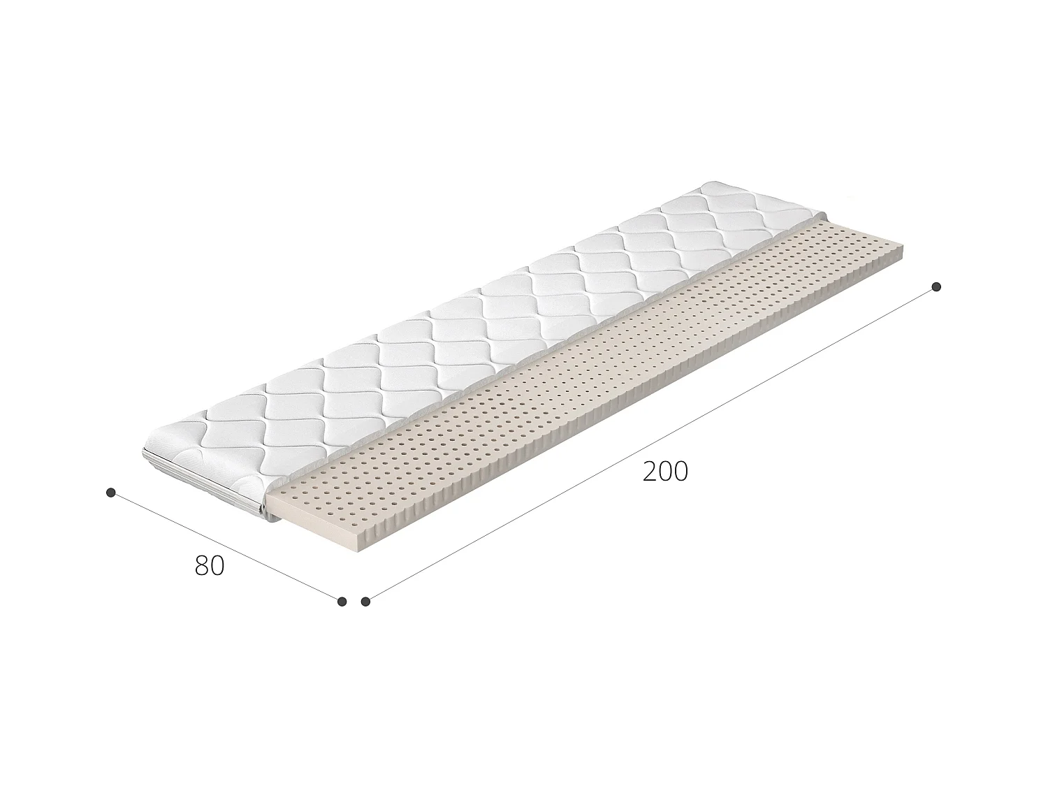 Luxia natuurlatex topmatras - 4 cm - 7 maten-Slapen 160x200cm