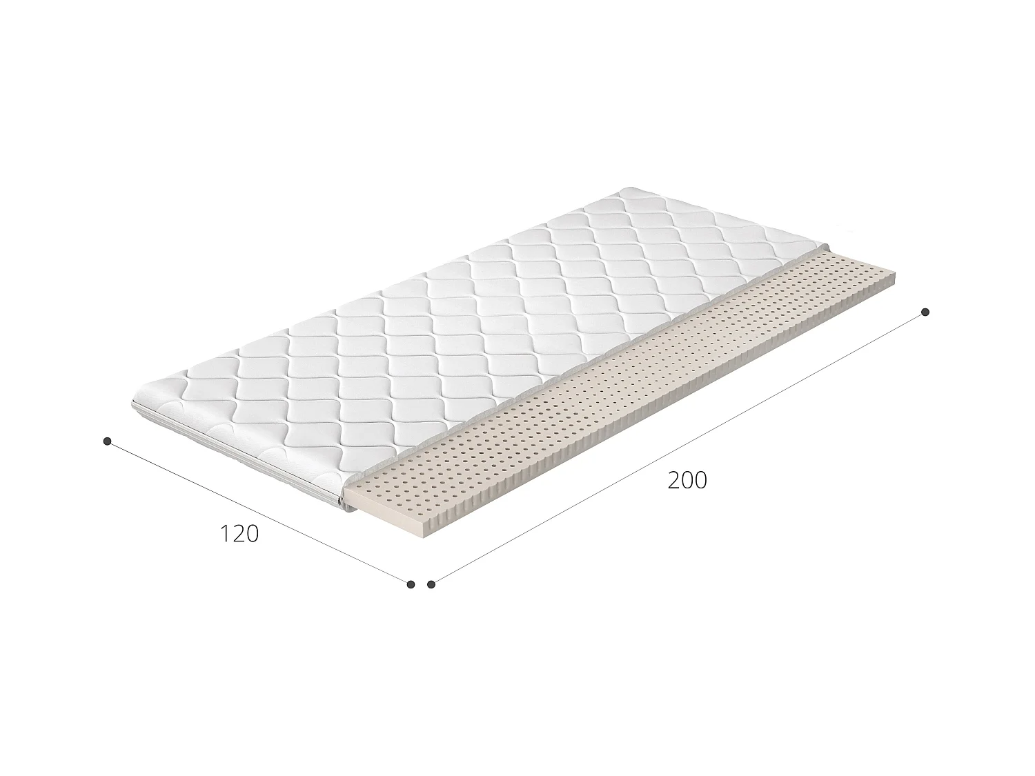 Luxia natuurlatex topmatras - 4 cm - 7 maten-Slapen 160x200cm