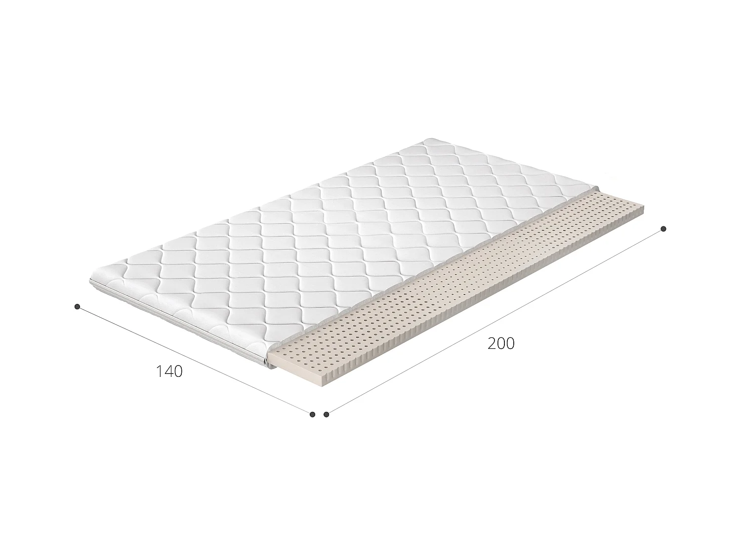Luxia natuurlatex topmatras - 4 cm - 7 maten-Slapen 160x200cm