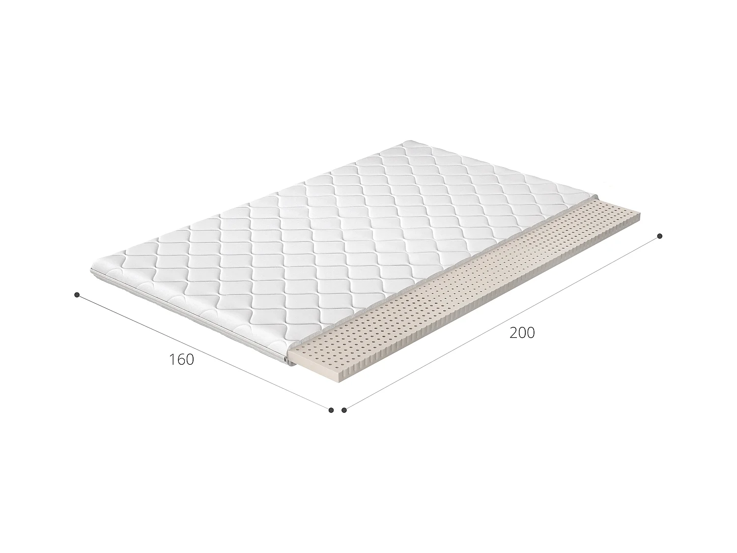 Luxia natuurlatex topmatras - 4 cm - 7 maten-Slapen 160x200cm