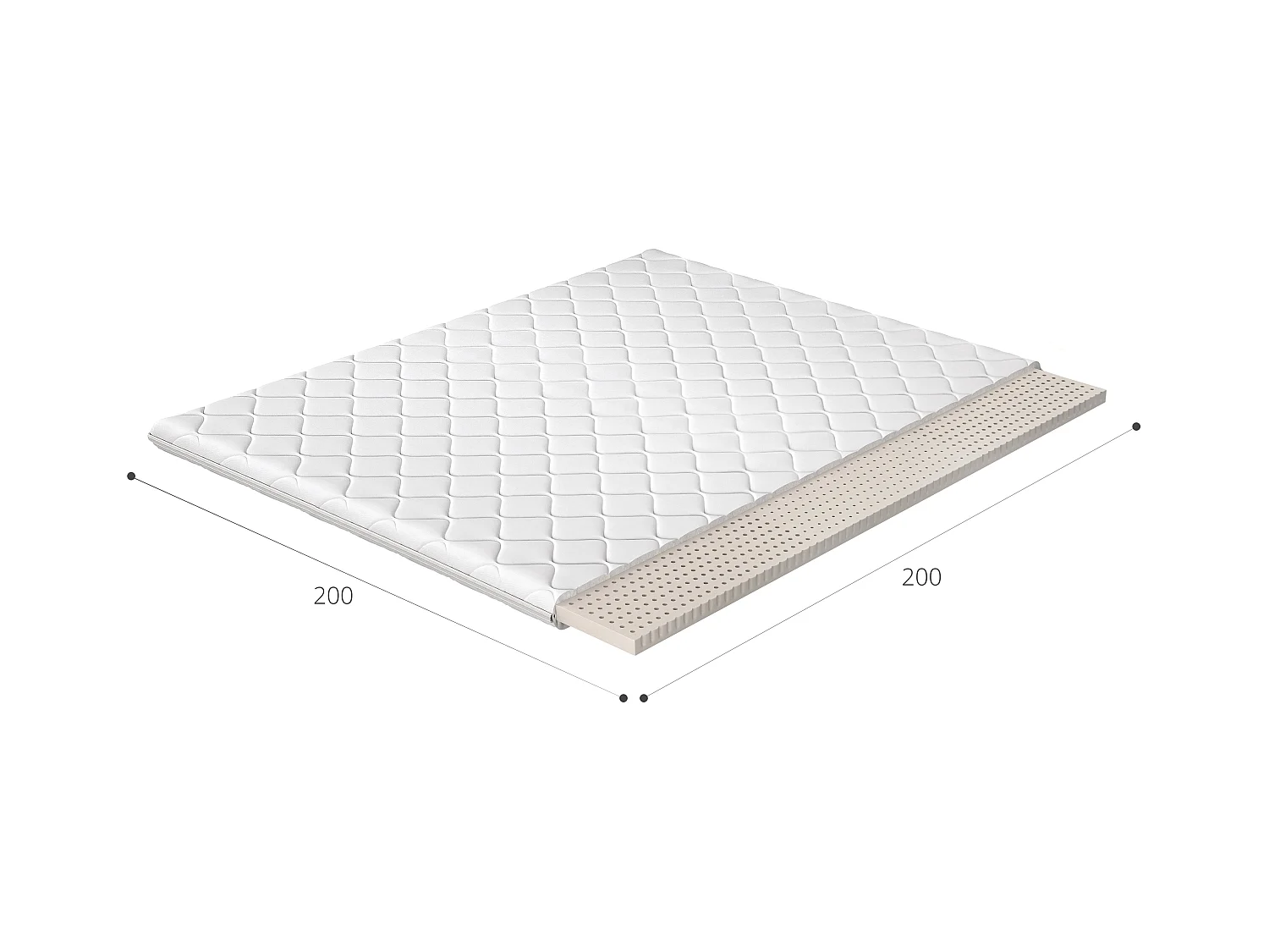 Luxia natuurlatex topmatras - 4 cm - 7 maten-Slapen 160x200cm