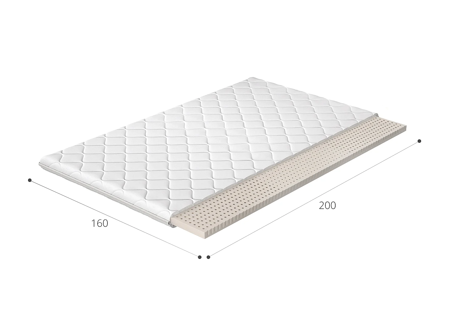 Luxia natuurlatex topmatras - 4 cm - 7 maten-Slapen 180x200cm