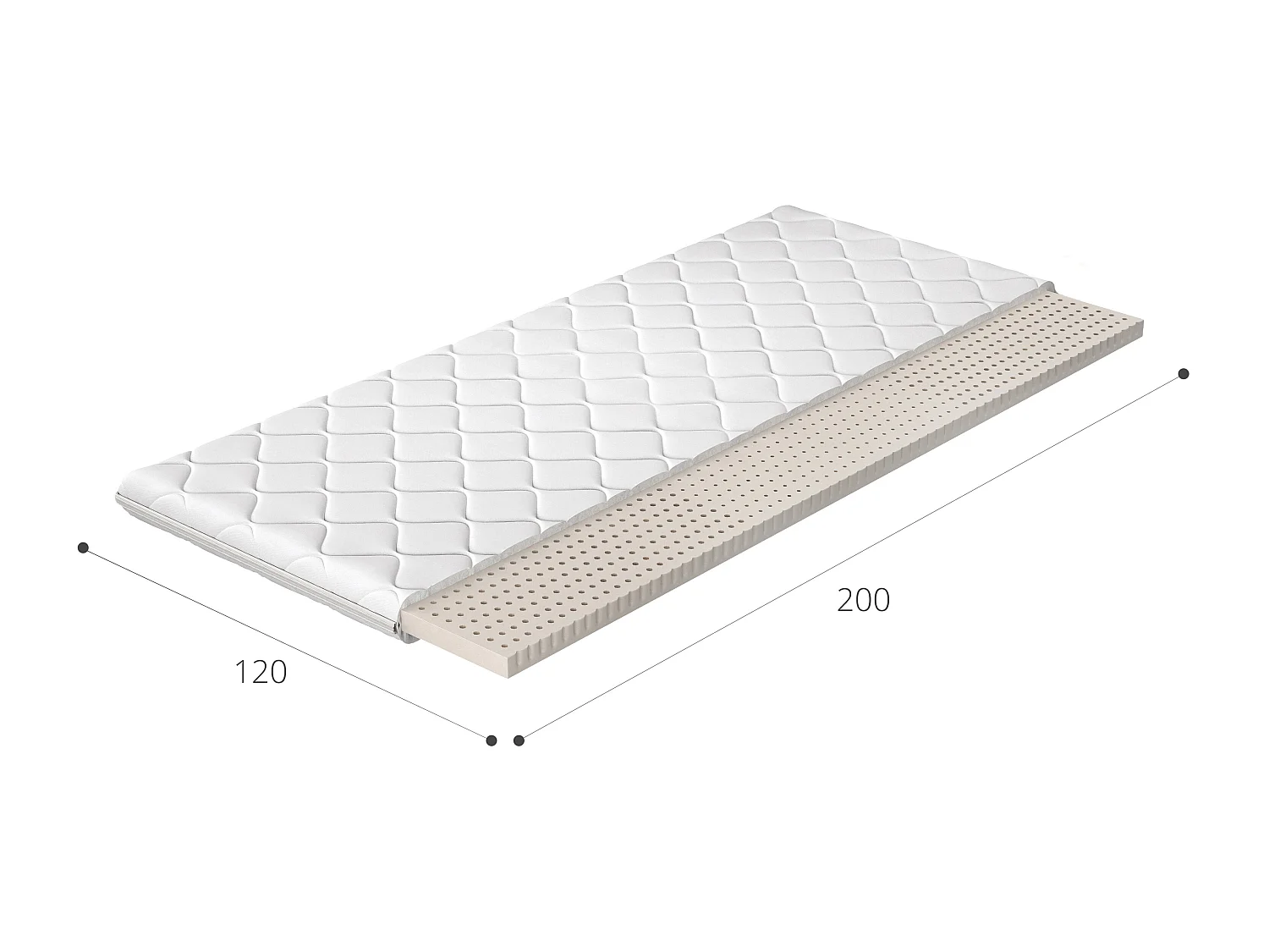 Luxia natuurlatex topmatras - 4 cm - 7 maten-Slapen 180x200cm