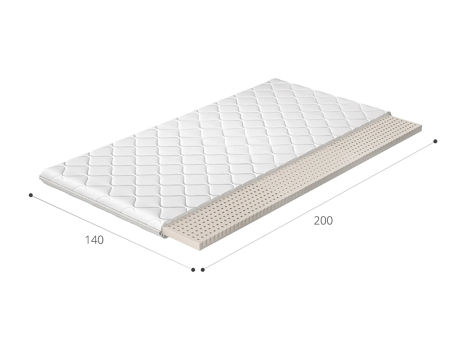 Luxia natuurlatex topmatras - 4 cm - 7 maten-Slapen 180x200cm