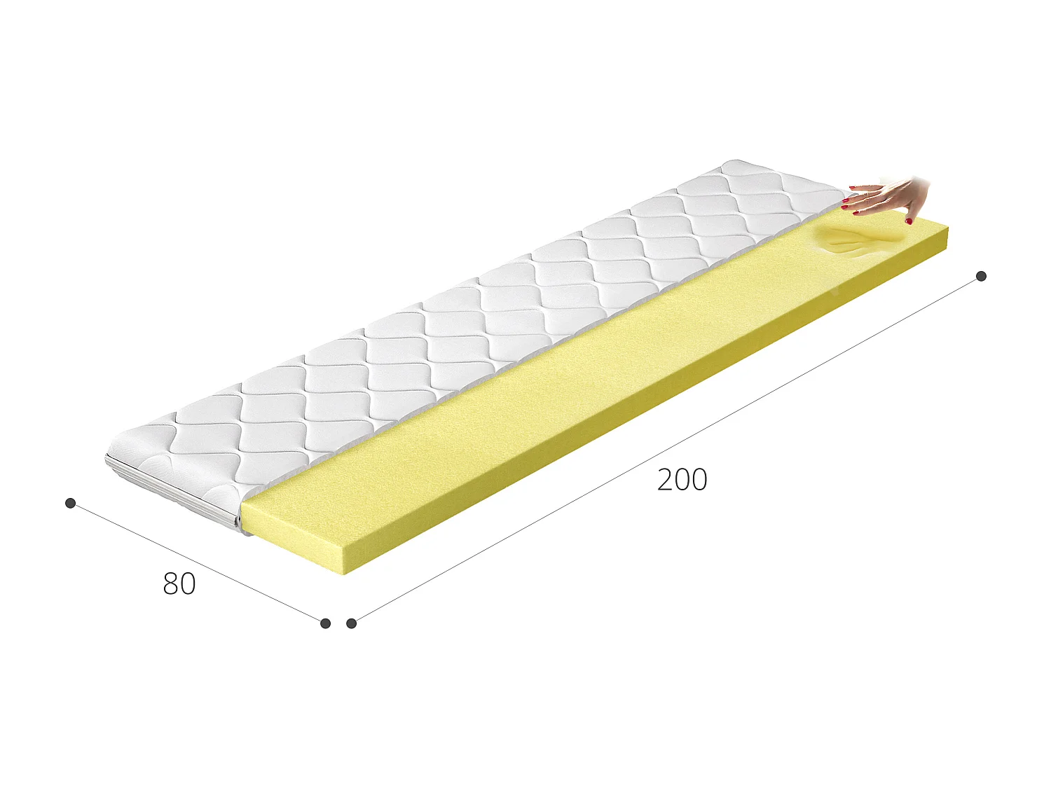 Surmatelas en mousse mémoire de forme Viska - 4cm - 7 tailles-160x200