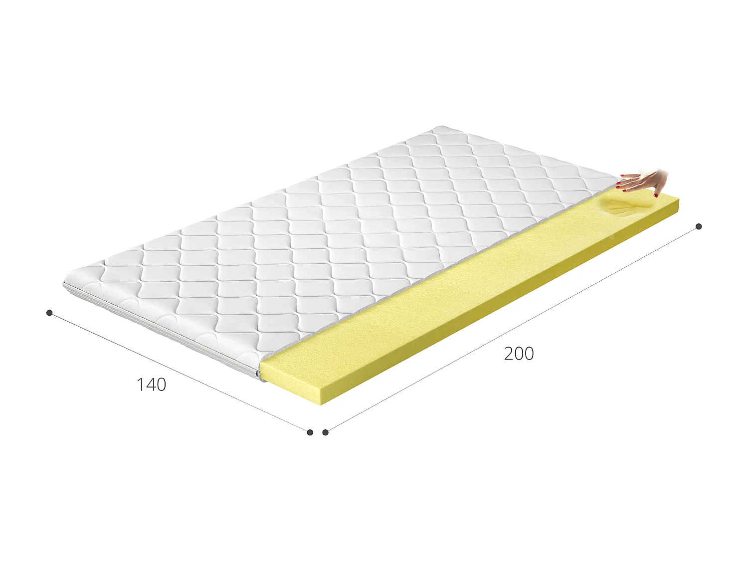 Viska traagschuimmatrastopper - 4 cm - 7 maten-Slapen 90x200cm