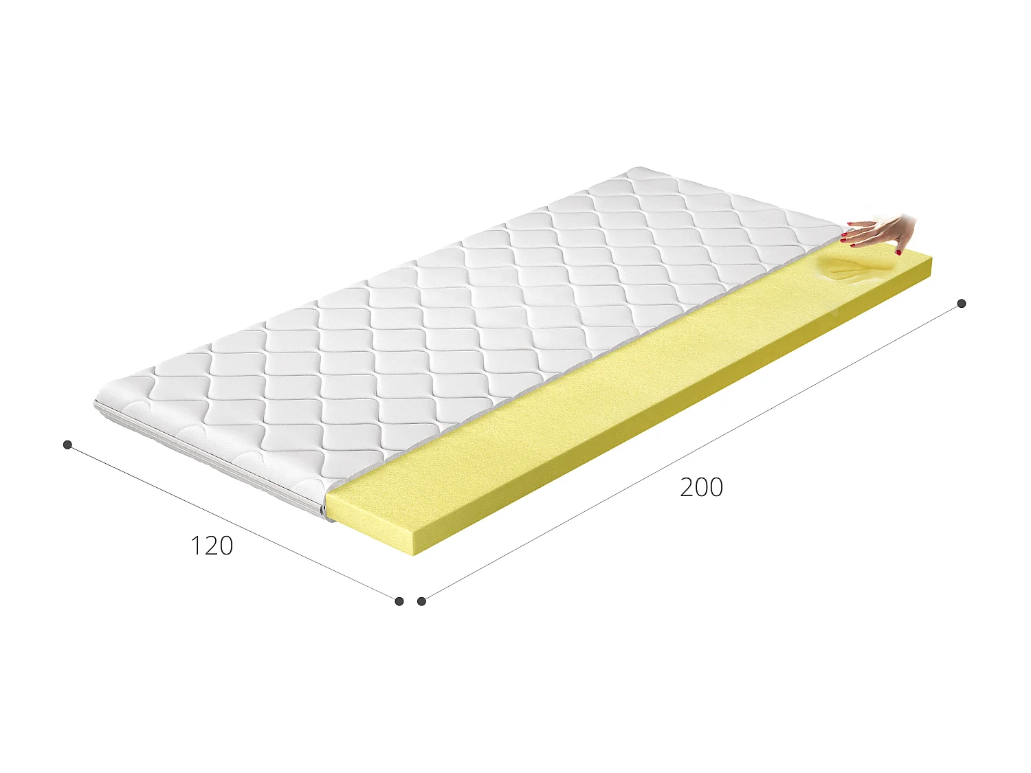 Surmatelas en mousse mémoire de forme Viska - 4cm - 7 tailles-90x200