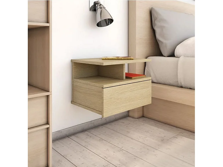 Table de chevet suspendue bois chêne clair Nants