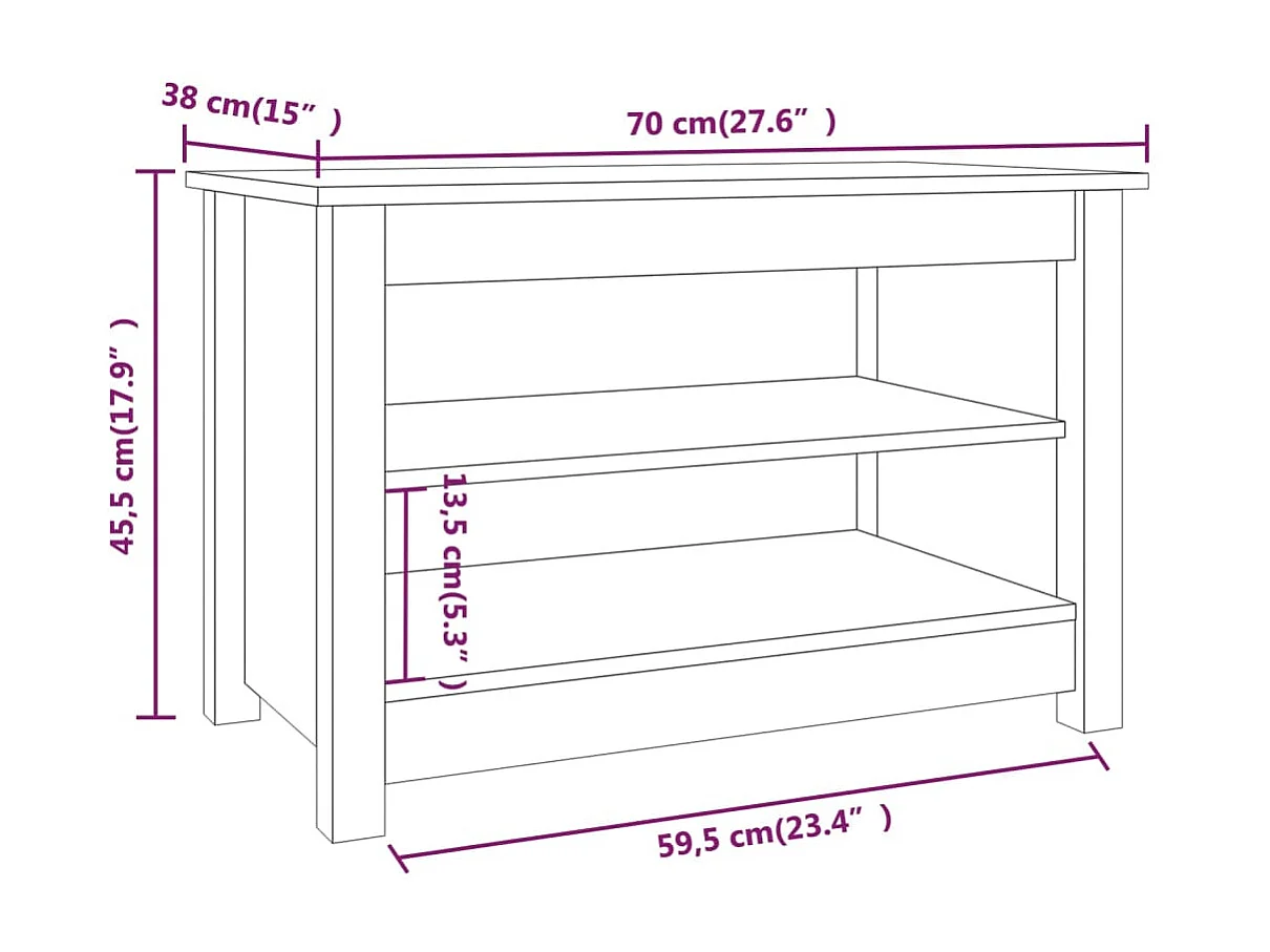 Banc à chaussures 70x38x45,5 Bois de pin massif