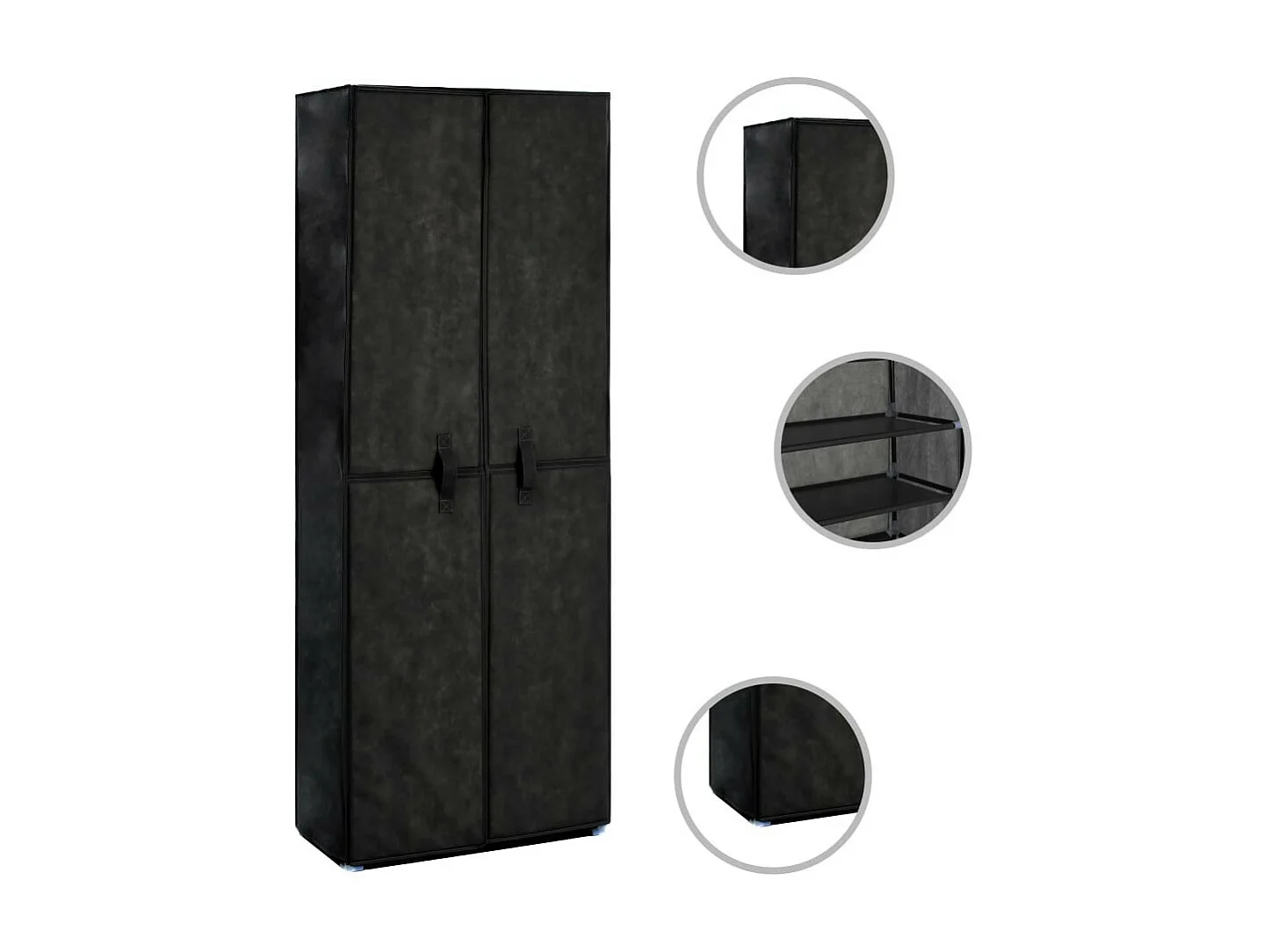 Armoire à chaussures Noir 60x30x166 Tissu