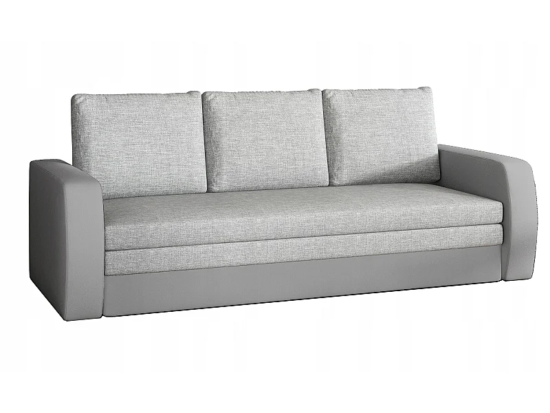 Canapé lit tissu et simili cuir gris avec coffre de rangement Liverna 220cm