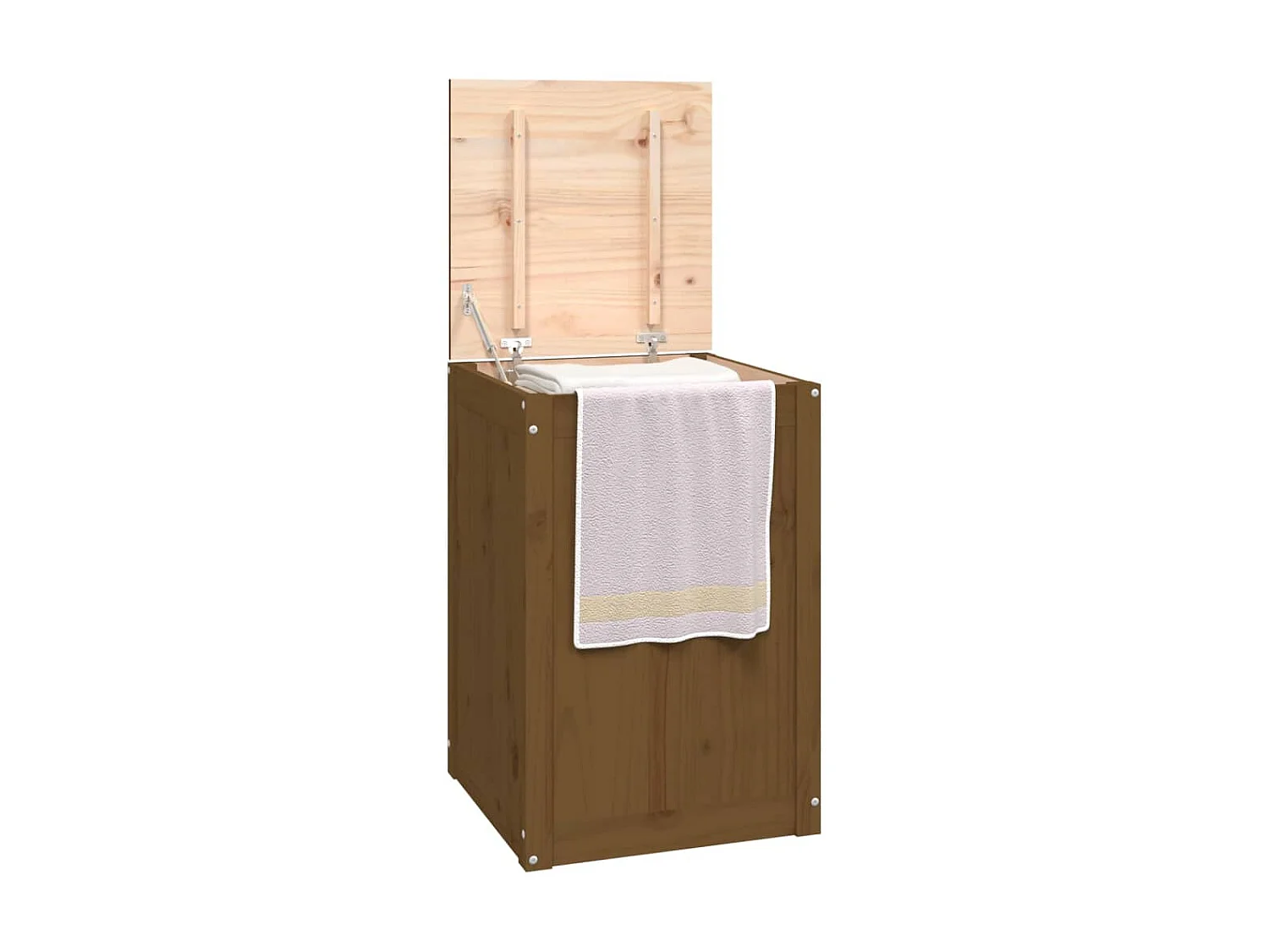 Boîte à linge Marron miel 44x44x66 Bois massif de pin