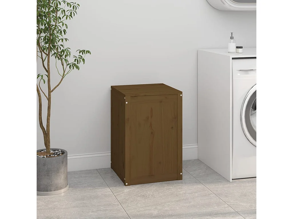 Boîte à linge Marron miel 44x44x66 Bois massif de pin