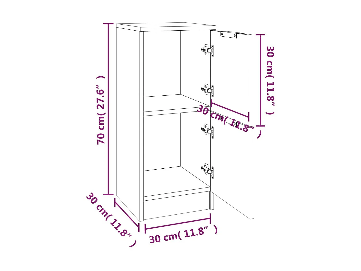 Buffets 2 pcs Gris béton 30x30x70 Bois d'ingénierie 2