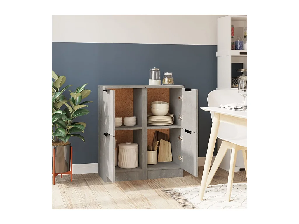 Buffets 2 pcs Gris béton 30x30x70 Bois d'ingénierie 2