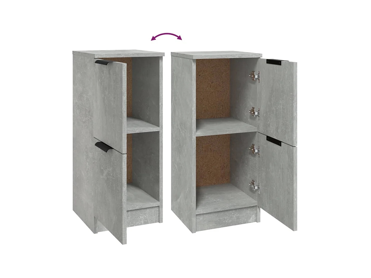 Buffets 2 pcs Gris béton 30x30x70 Bois d'ingénierie 2