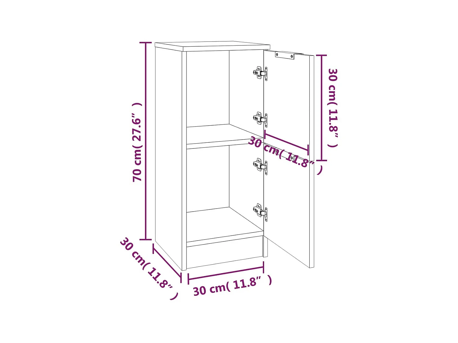 Buffets 2 pcs Gris béton 30x30x70 Bois d'ingénierie 2