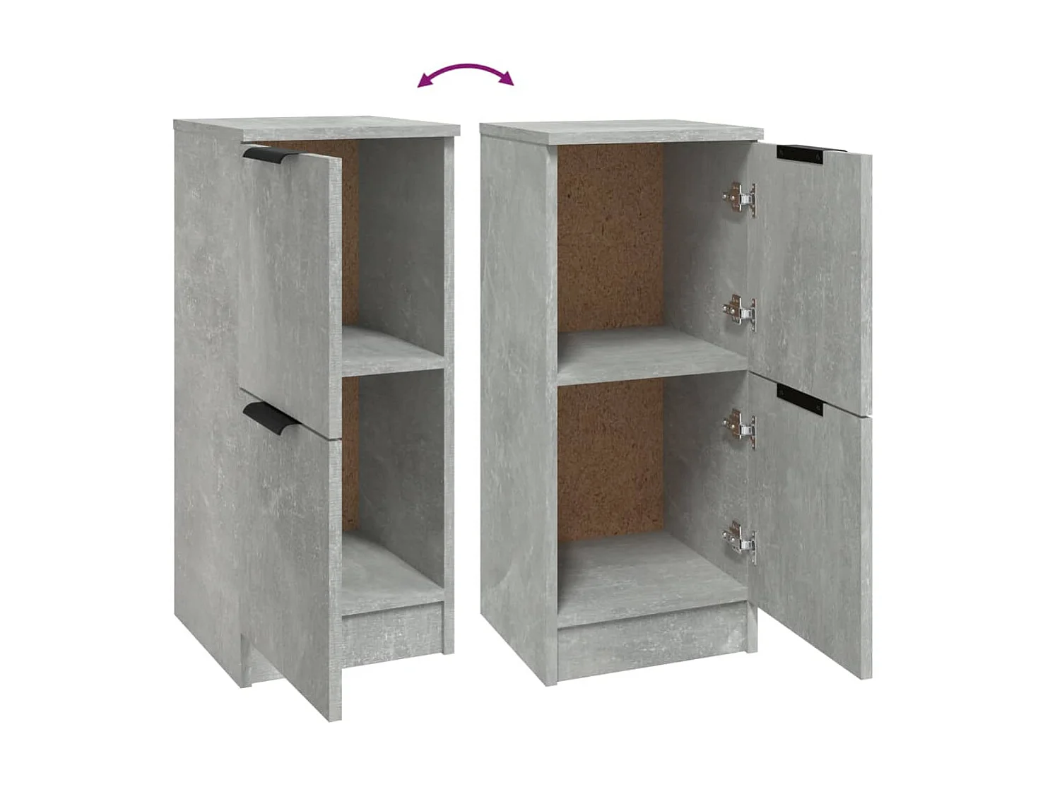 Buffets 2 pcs Gris béton 30x30x70 Bois d'ingénierie 2