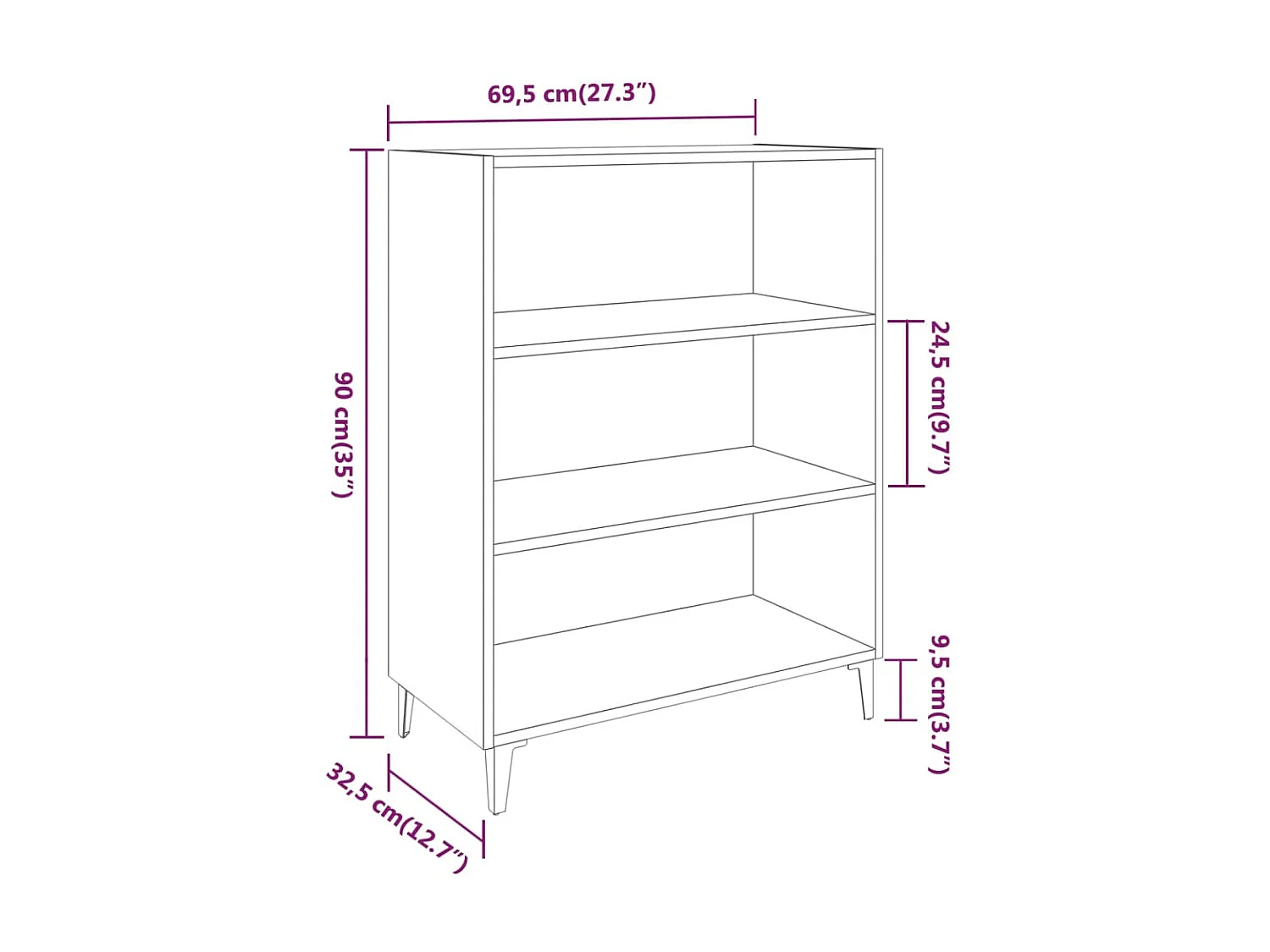 Rangement Blanc 69,5x32,5x90 Bois d'ingénierie
