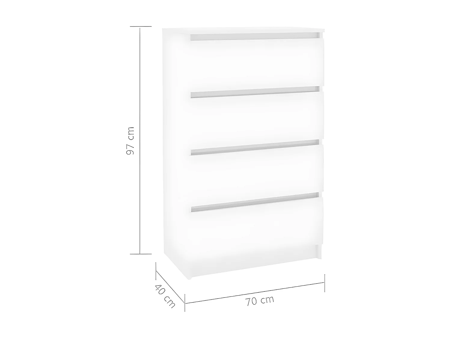 Commode haute 4 tiroirs bois blanc brillant Agency