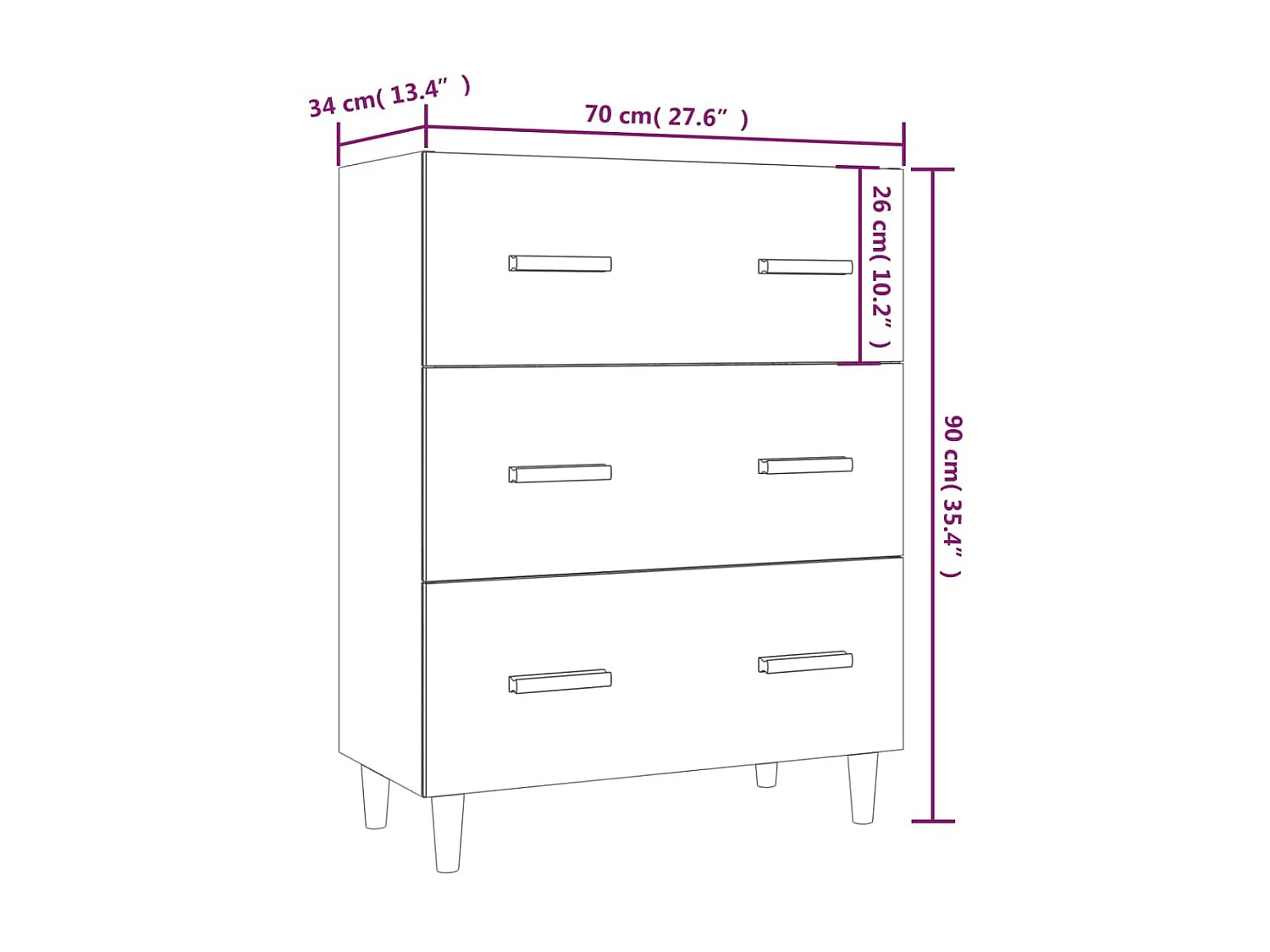 Buffet Chêne marron 70x34x90 Bois d'ingénierie
