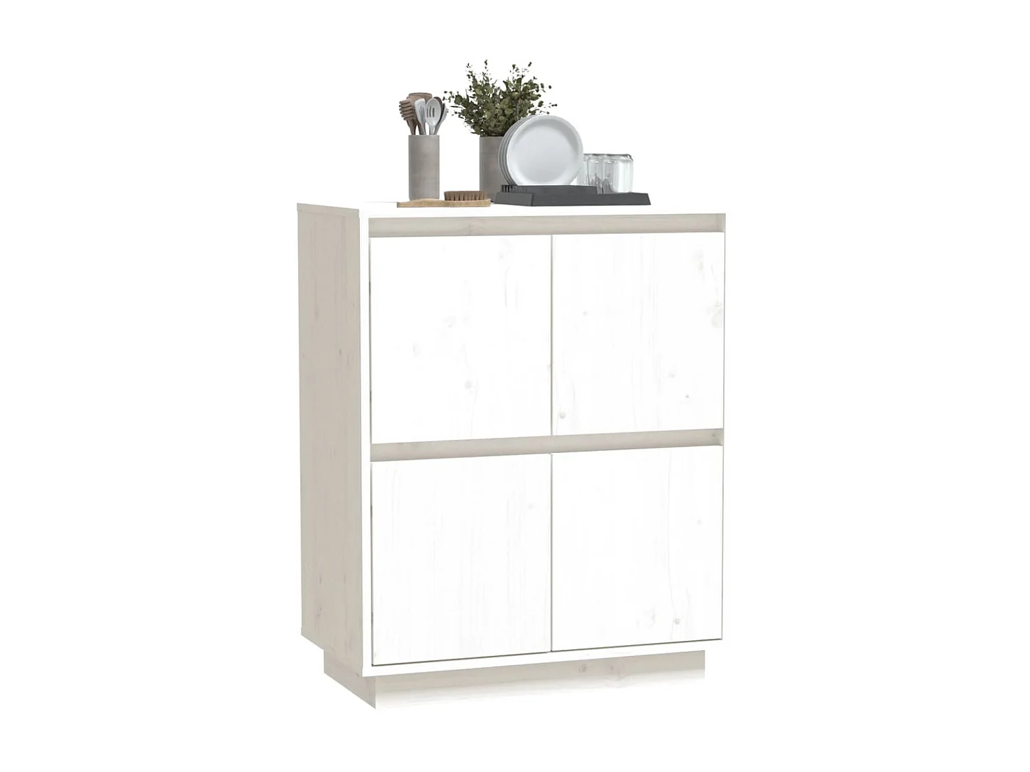 Buffet Blanc 60x34x75 Bois massif de pin 4