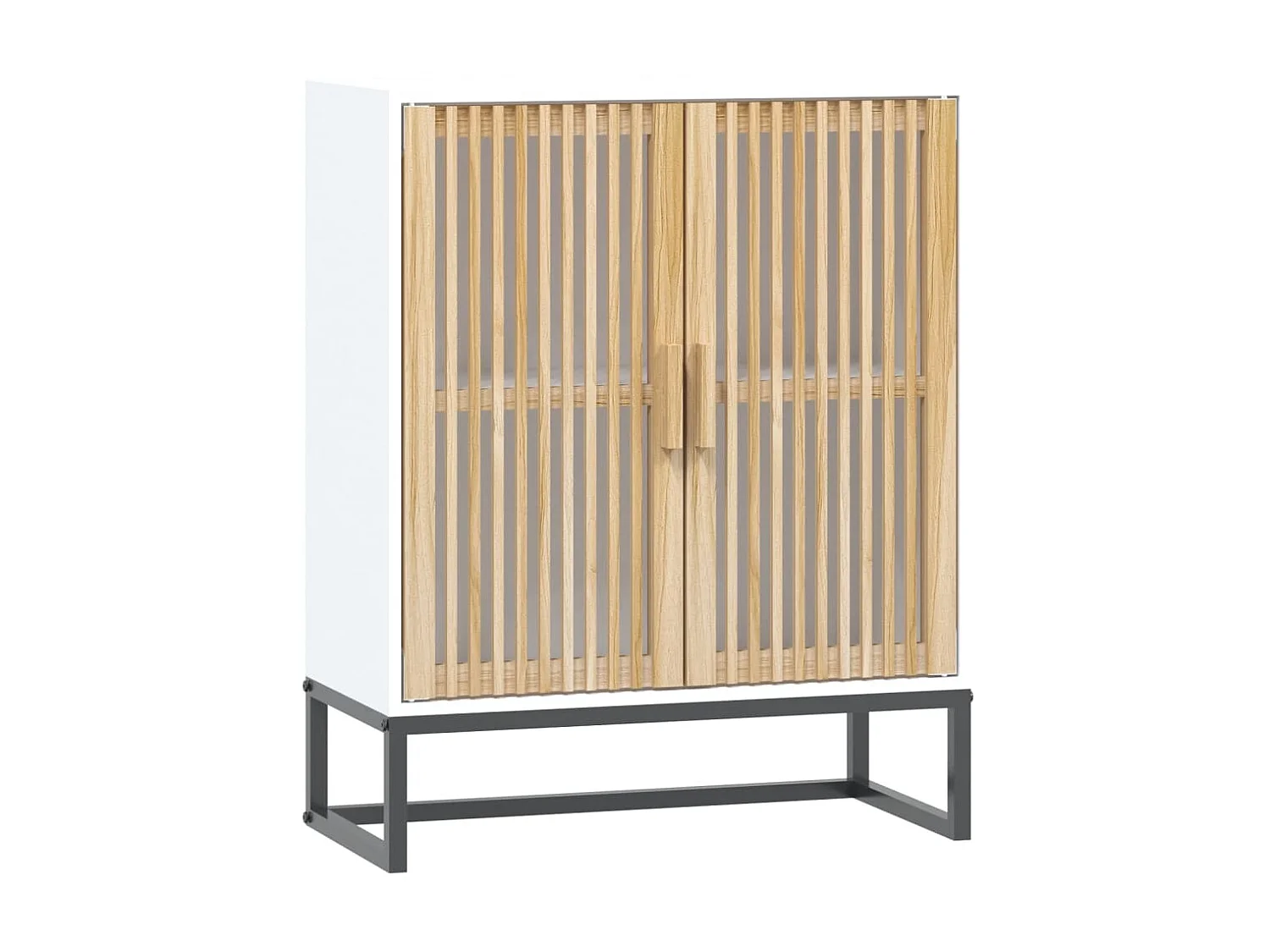 Commode naturel et blanc 60x30x75 bois d'ingénierie