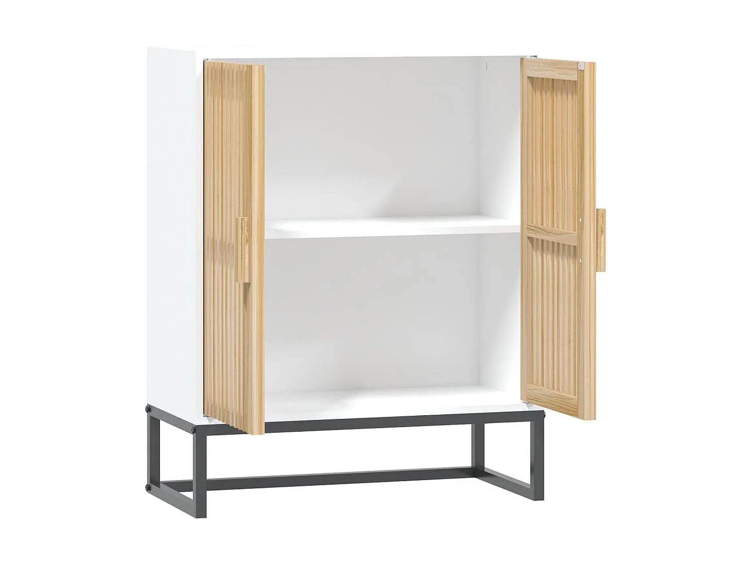 Commode naturel et blanc 60x30x75 bois d'ingénierie