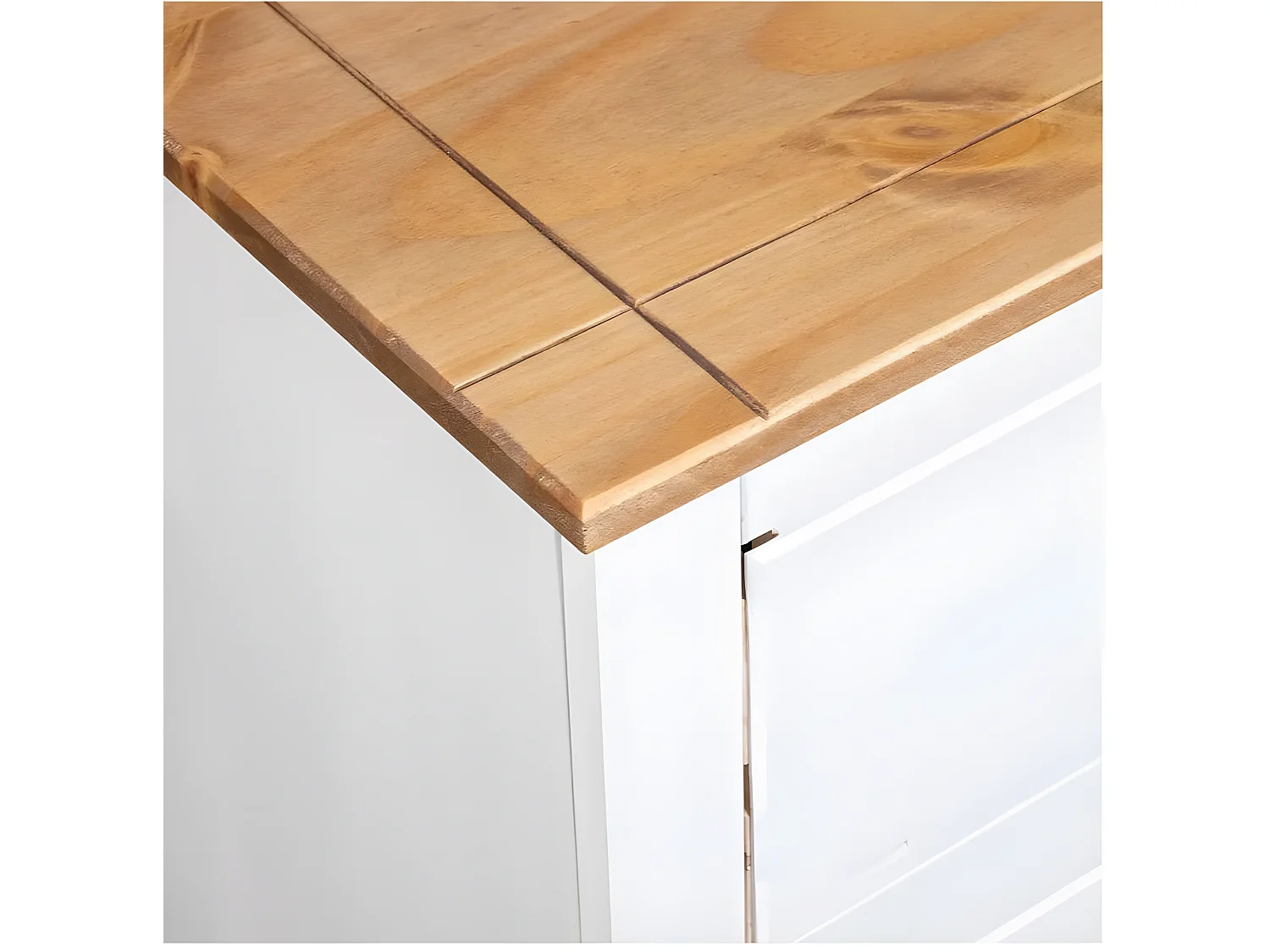 Commode 4 tiroirs pin massif blanc et clair Iris