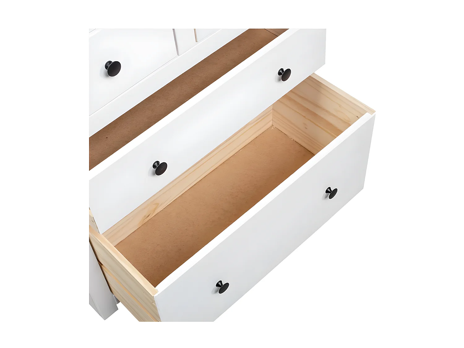 Commode 4 tiroirs pin massif blanc et clair Iris