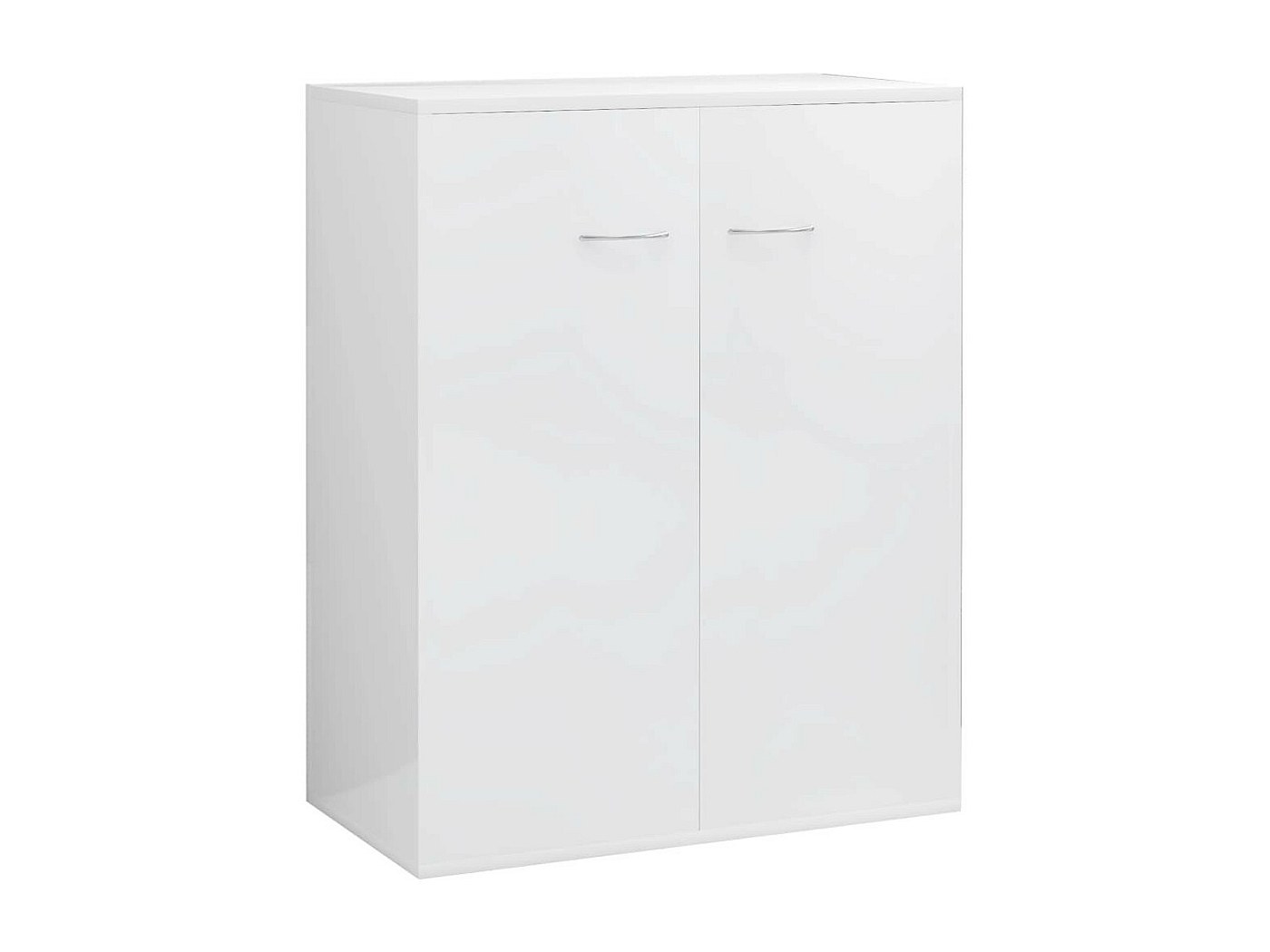 Commode Blanche Brillant SPICE - 65 X 80 X 40 Cm - Meuble De Rangement Salon Avec Portes Et Tiroirs