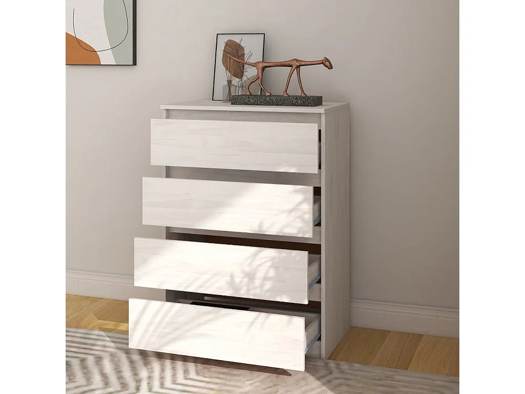 Armoire d'appoint Blanc 60x36x84 Bois de pin massif