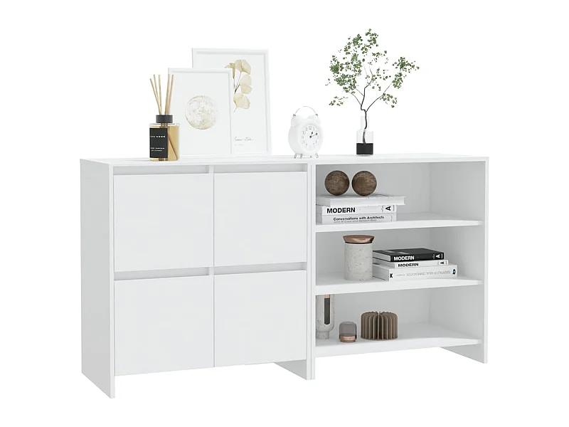 Buffets 2 pcs Blanc Bois d'ingénierie