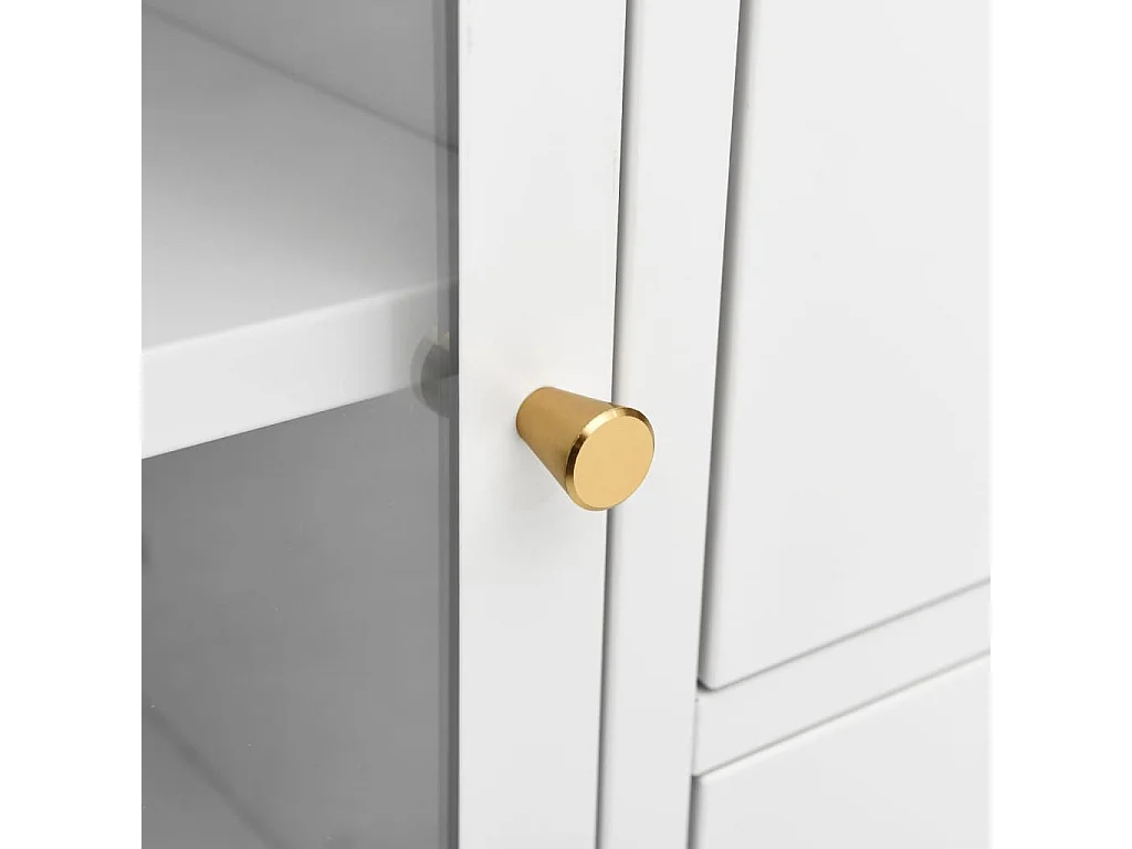 Buffet Blanc 75x35x70 Acier et verre trempé