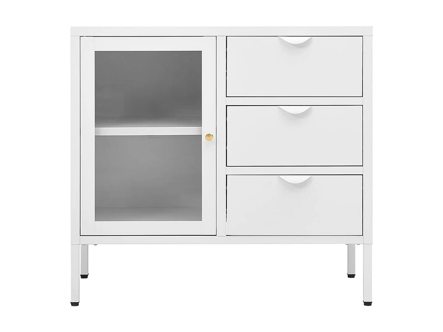 Buffet Blanc 75x35x70 Acier et verre trempé