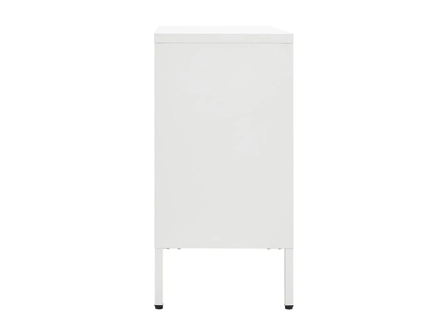 Buffet Blanc 75x35x70 Acier et verre trempé