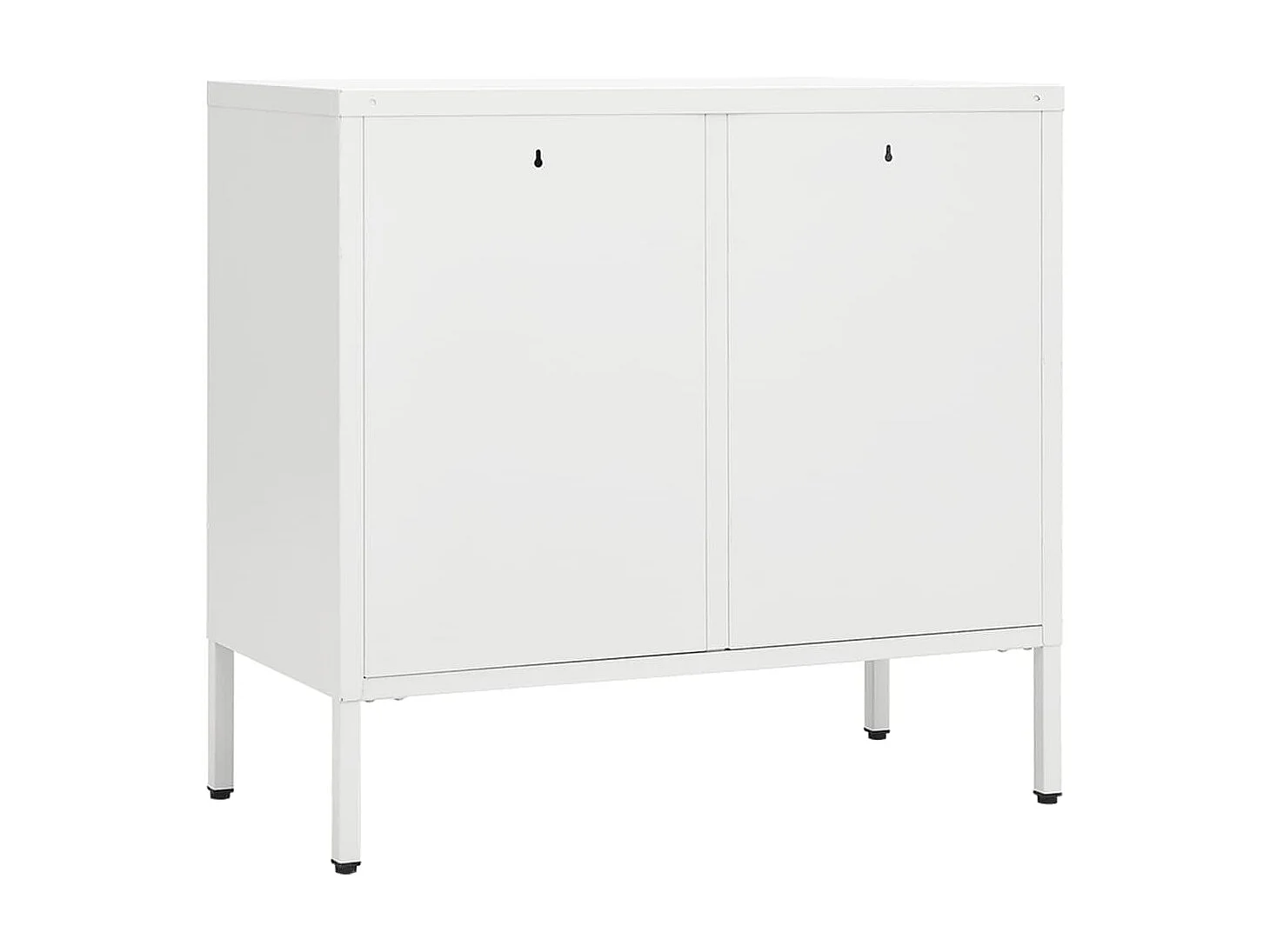 Buffet Blanc 75x35x70 Acier et verre trempé