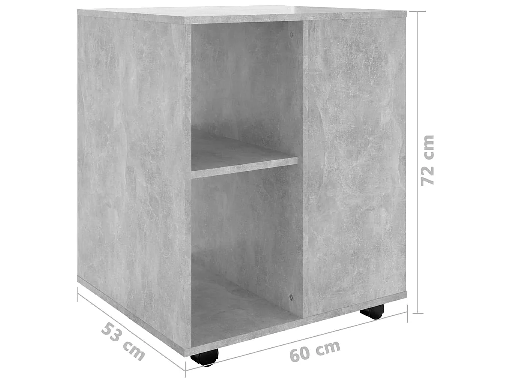 Armoire à roulettes Gris béton 60x53x72