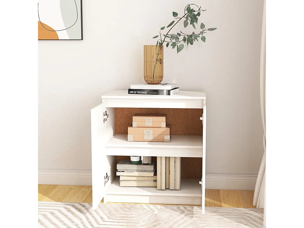 Armoire latérale Blanc 60x36x65 Bois de pin massif