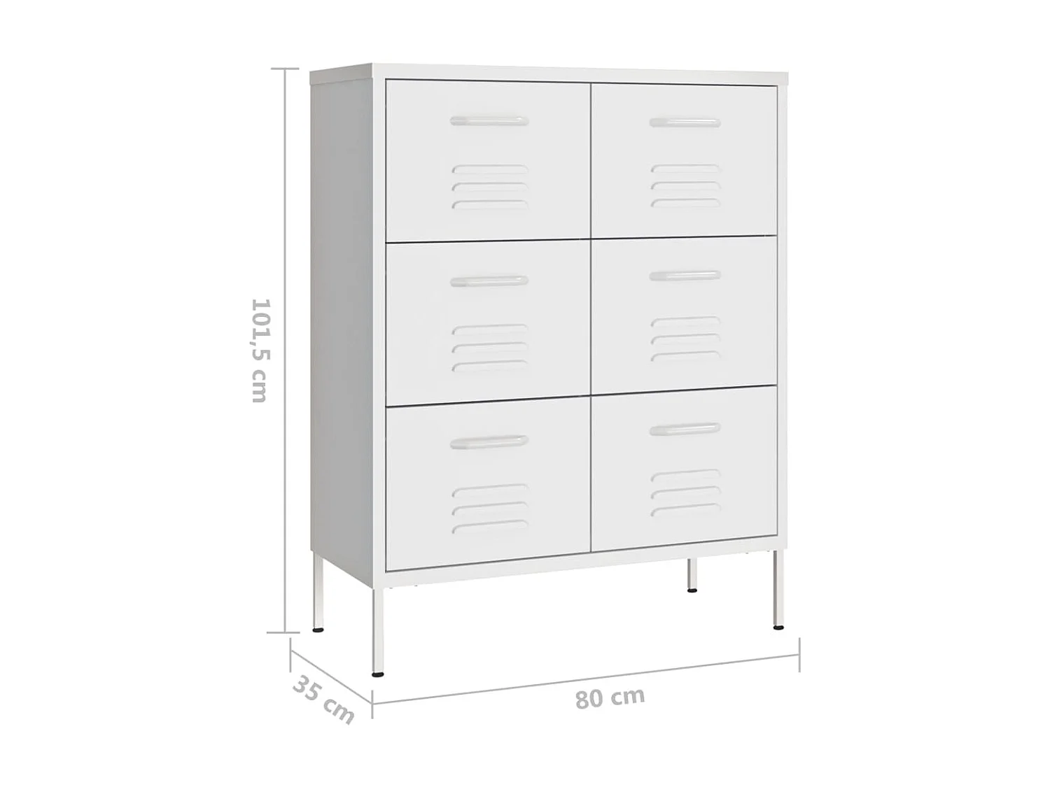 Armoire à tiroirs Blanc 80x35x101,5 Acier