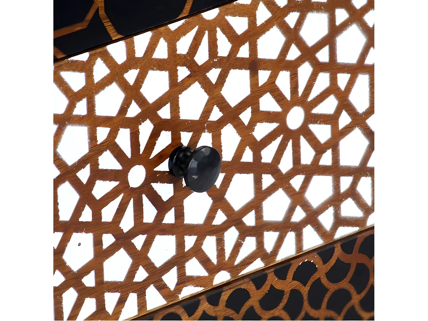 Commode 6 tiroirs manguier massif foncé Roman