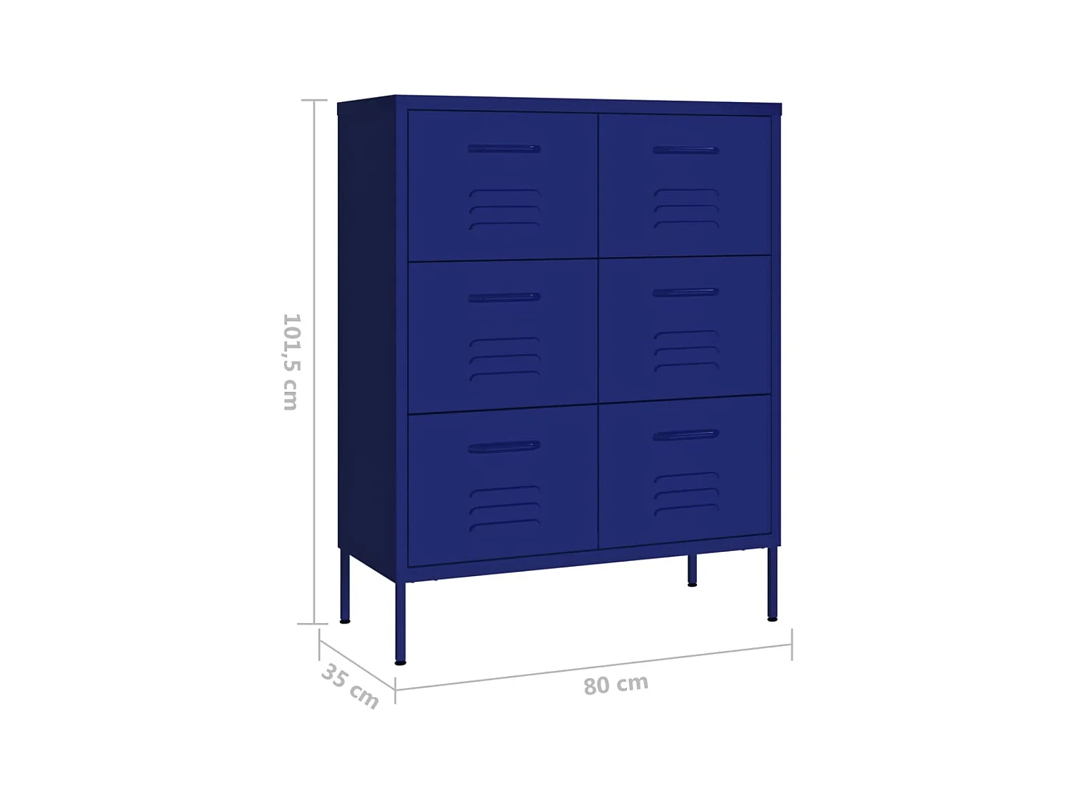 Armoire à tiroirs Bleu marine 80x35x101,5 Acier