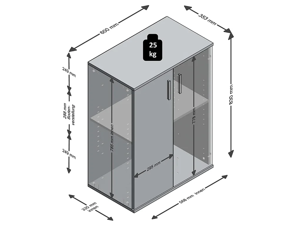 petit meuble de rangement 2 portes blanc et gris Zika